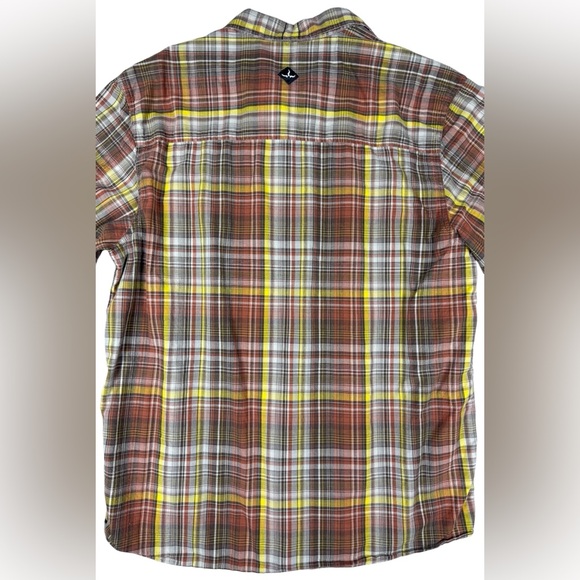 Prana Casual Long Sleeve Button Down Red Yellow Brown Vintage Large - Picture 8 of 10